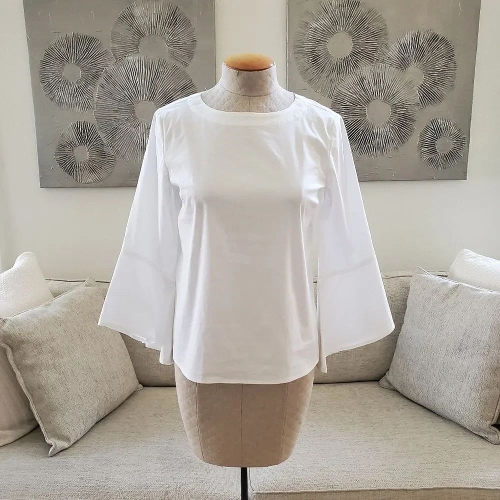 J.Jill Flared Sleeve White Blouse sz XS